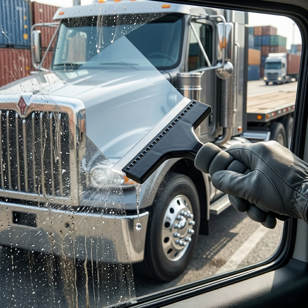 Verotixacosh Heavy Duty Truck & Car Squeegee - 2-in-1 Snow Ice Scraper & Water Blade, Anti-Freeze Cushioned Grip, Durable Windshield Cleaning Tool