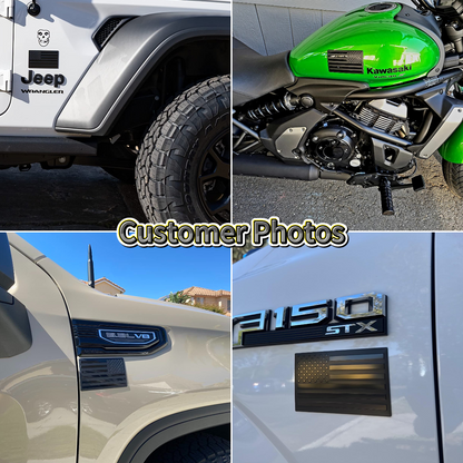 Snuffcup® 3D American Flag Emblem Decal - Aluminum Alloy Material (Not Plastic)