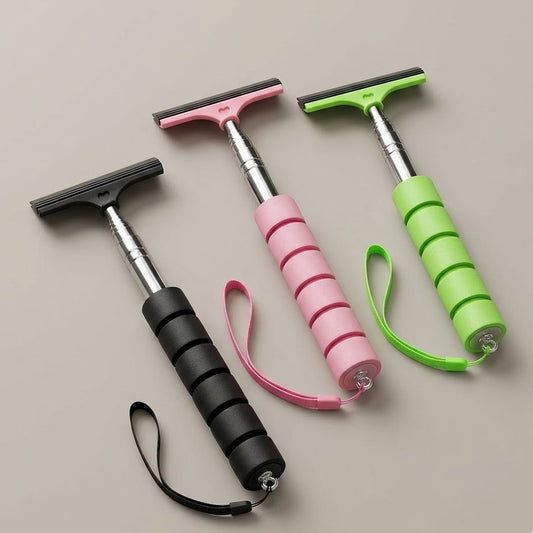 Verotixacosh Retractable Car Rearview Mirror Squeegee - Extendable Glass Wiper with Soft Sponge Handle for Rainy Day Visibility